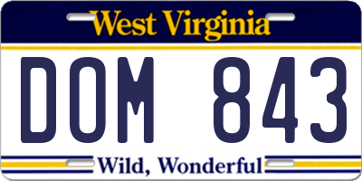 WV license plate DOM843