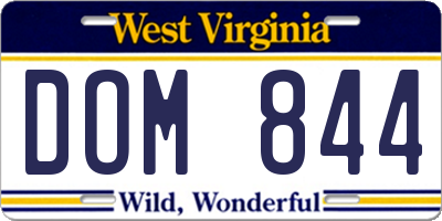WV license plate DOM844