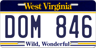 WV license plate DOM846