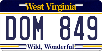 WV license plate DOM849