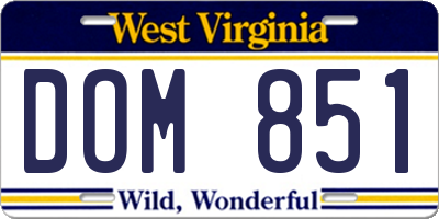 WV license plate DOM851