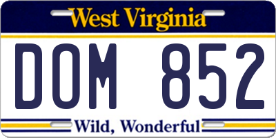 WV license plate DOM852