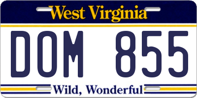 WV license plate DOM855