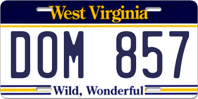 WV license plate DOM857