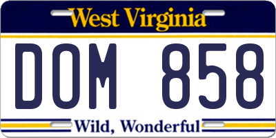 WV license plate DOM858