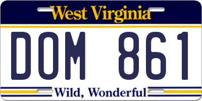 WV license plate DOM861