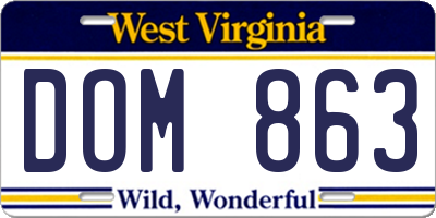 WV license plate DOM863