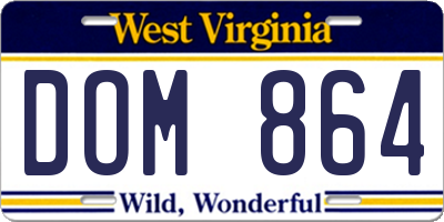 WV license plate DOM864