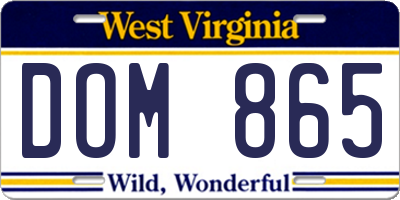WV license plate DOM865