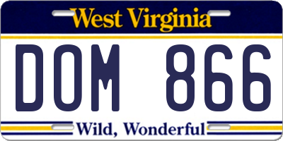 WV license plate DOM866