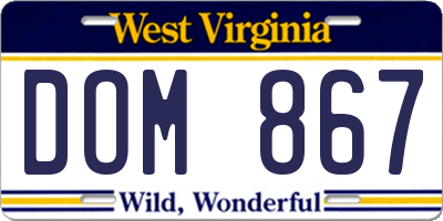 WV license plate DOM867