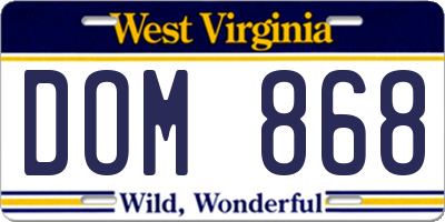 WV license plate DOM868