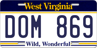 WV license plate DOM869