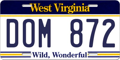 WV license plate DOM872