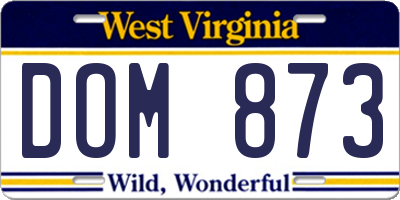 WV license plate DOM873