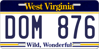 WV license plate DOM876