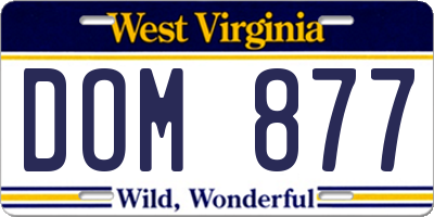 WV license plate DOM877