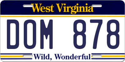 WV license plate DOM878