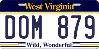 WV license plate DOM879