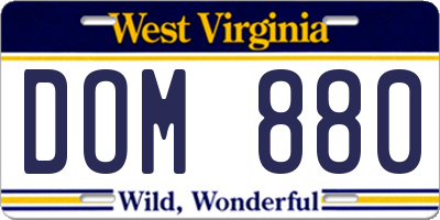 WV license plate DOM880