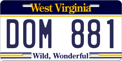 WV license plate DOM881