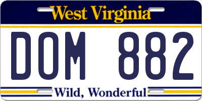 WV license plate DOM882