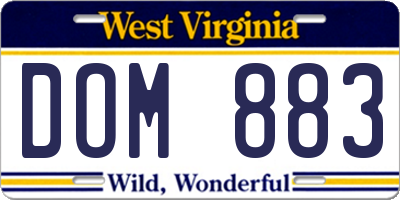 WV license plate DOM883