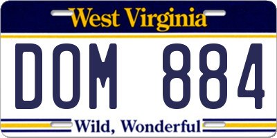 WV license plate DOM884