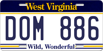 WV license plate DOM886