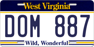 WV license plate DOM887