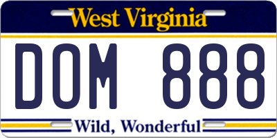 WV license plate DOM888