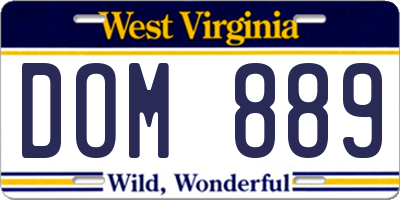 WV license plate DOM889