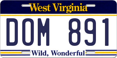WV license plate DOM891