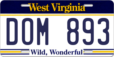 WV license plate DOM893