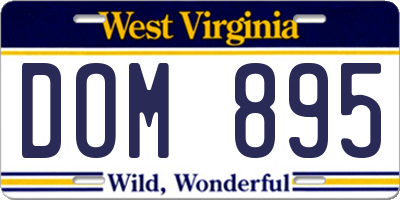 WV license plate DOM895