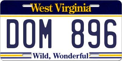 WV license plate DOM896