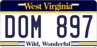 WV license plate DOM897