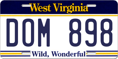 WV license plate DOM898