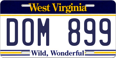 WV license plate DOM899