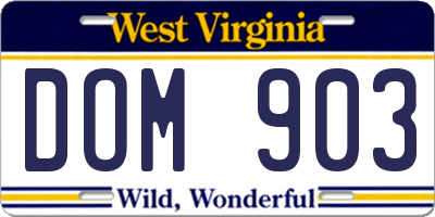 WV license plate DOM903