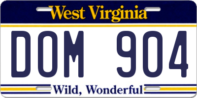WV license plate DOM904