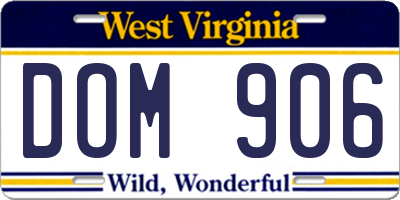 WV license plate DOM906
