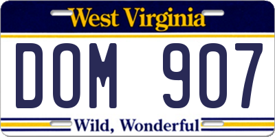 WV license plate DOM907