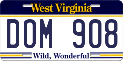 WV license plate DOM908