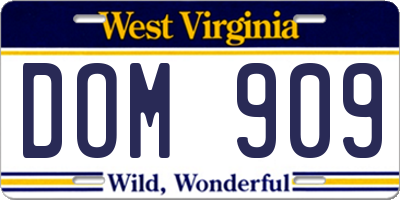 WV license plate DOM909