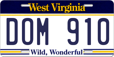 WV license plate DOM910