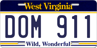 WV license plate DOM911