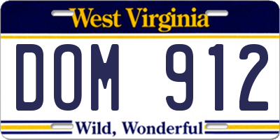 WV license plate DOM912