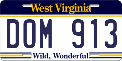 WV license plate DOM913
