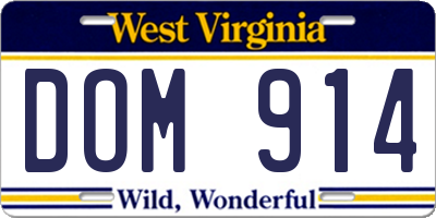 WV license plate DOM914